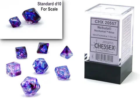 Cover: 601982035211 | Nebula® Mini-hedral™ Nocturnal™/blue Luminary™ 7-Die Set | Chessex