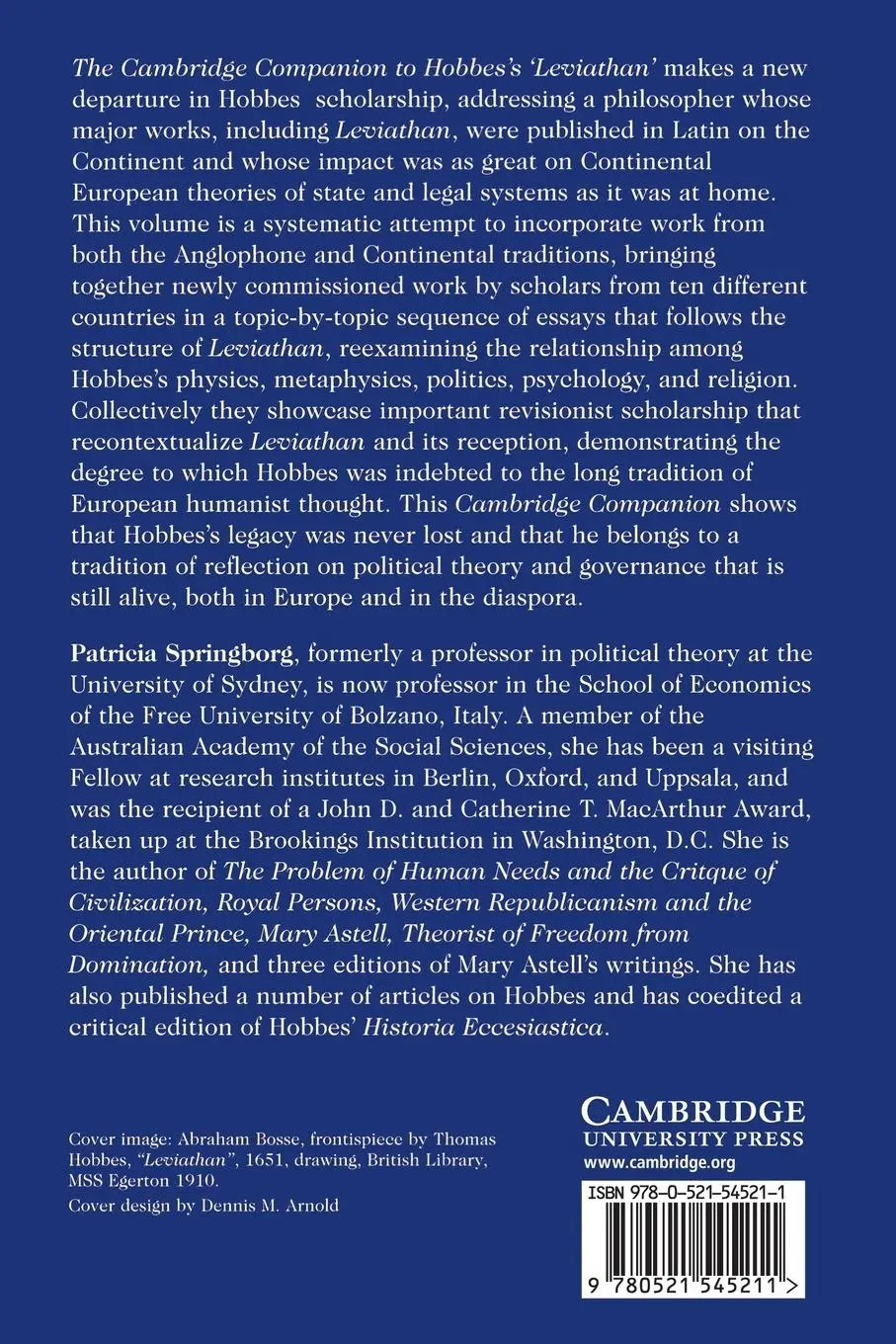 Rückseite: 9780521545211 | The Cambridge Companion to Hobbes's Leviathan | Patricia Springborg