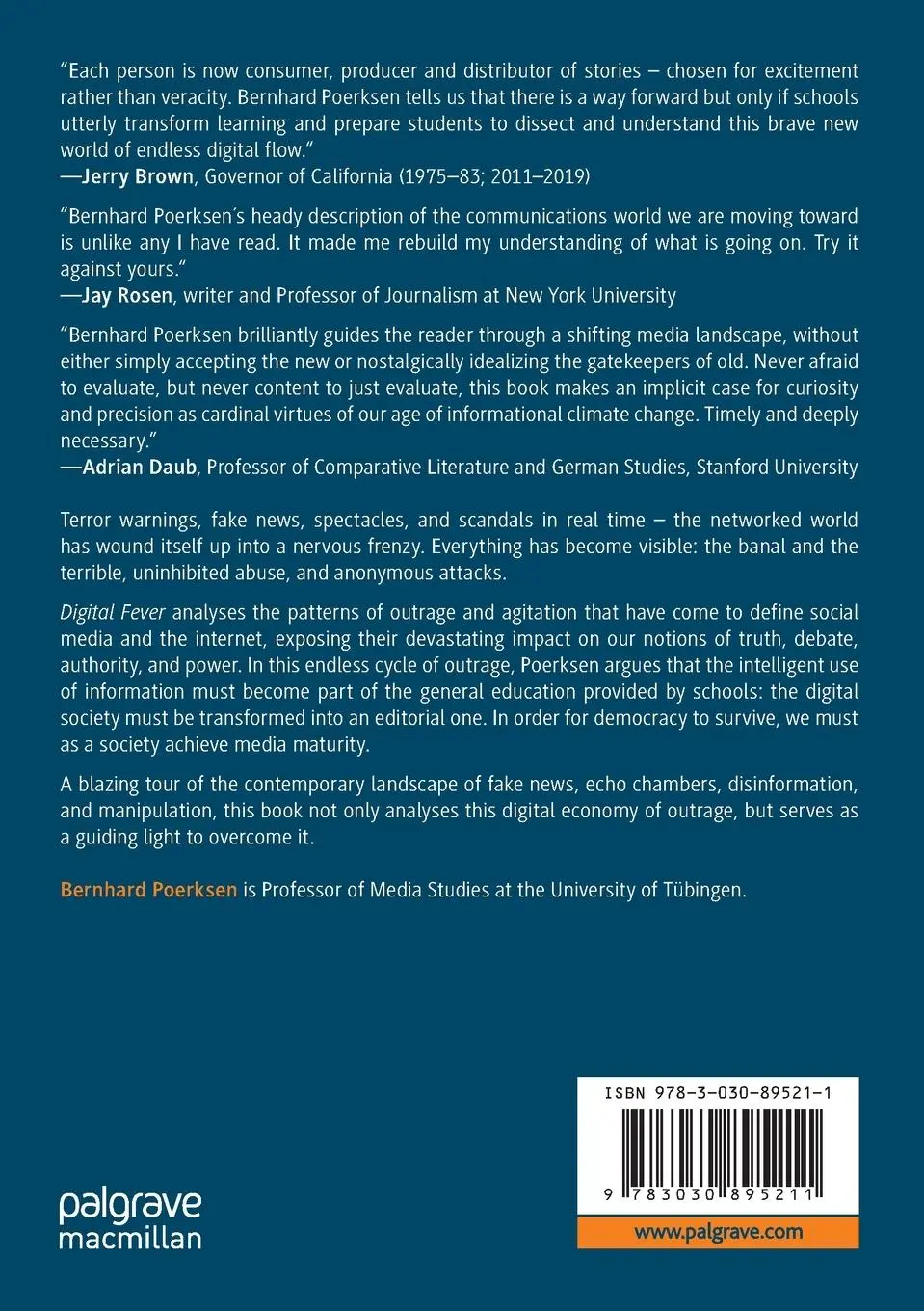 Rückseite: 9783030895211 | Digital Fever | Taming the Big Business of Disinformation | Poerksen