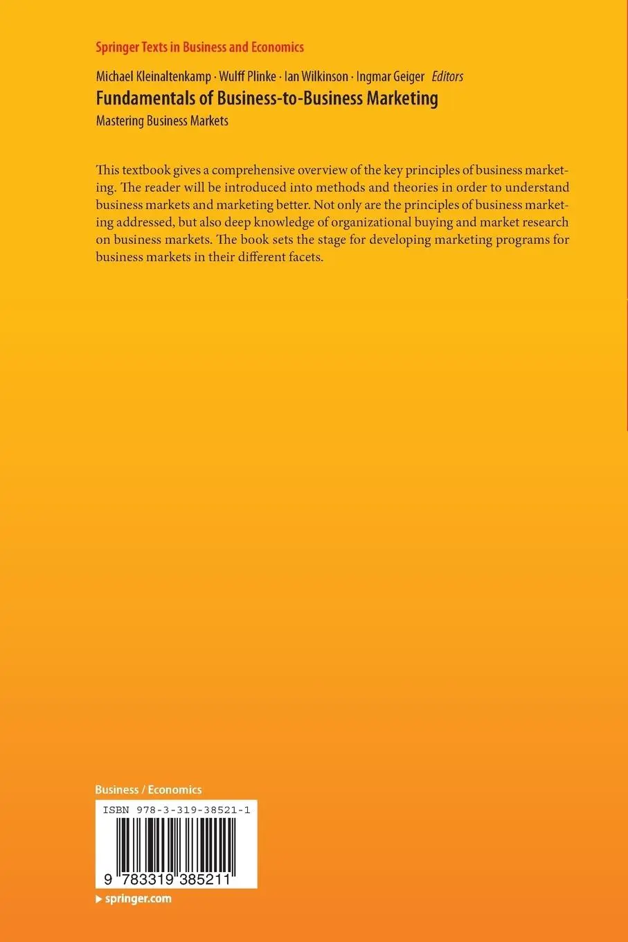 Rückseite: 9783319385211 | Fundamentals of Business-to-Business Marketing | Taschenbuch | vii