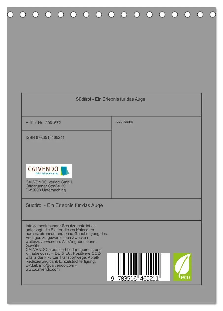 Bild: 9783516465211 | Südtirol - Ein Erlebnis für das Auge (Tischkalender 2026 DIN A5...