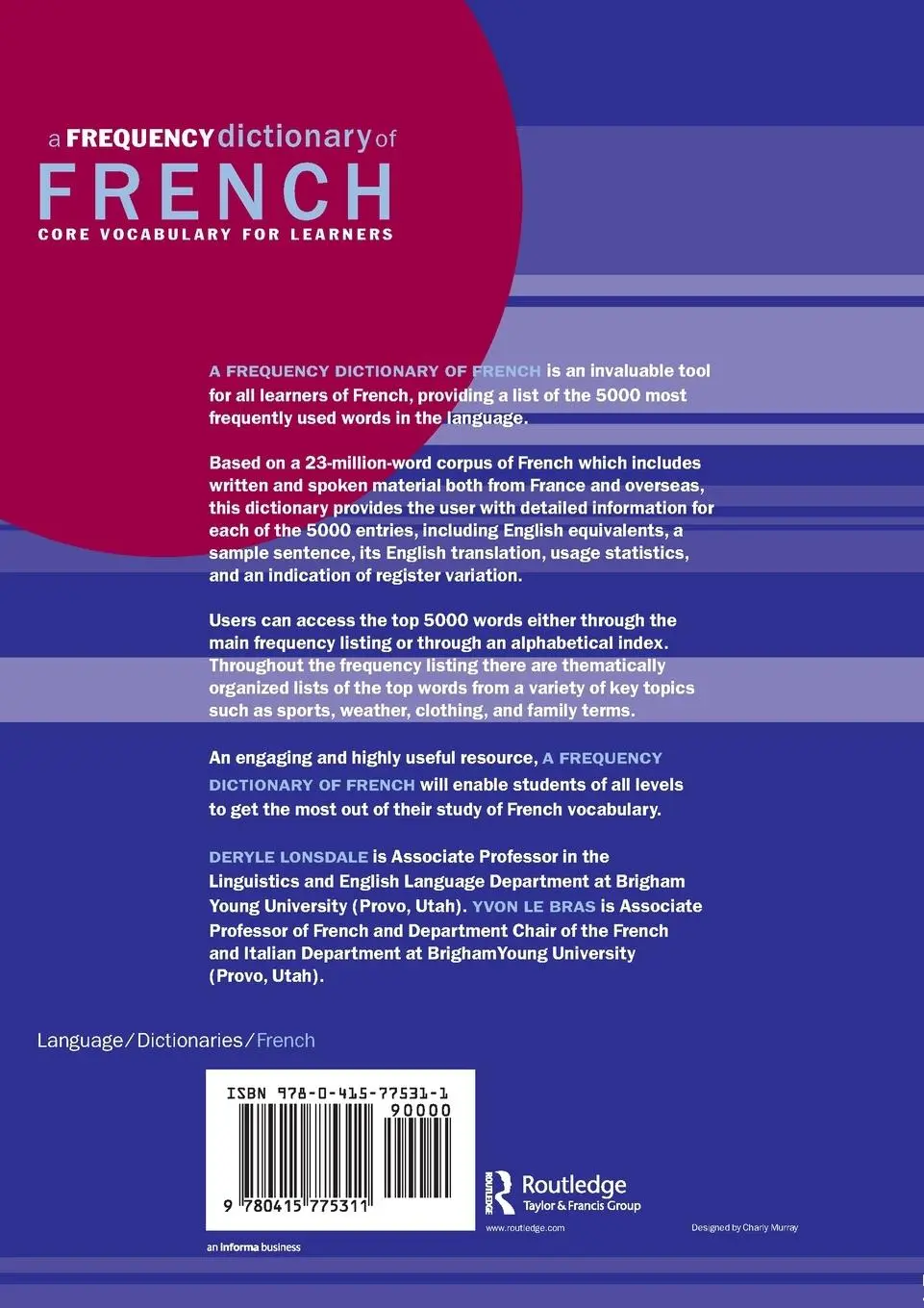 Rückseite: 9780415775311 | A Frequency Dictionary of French | Core Vocabulary for Learners | Buch