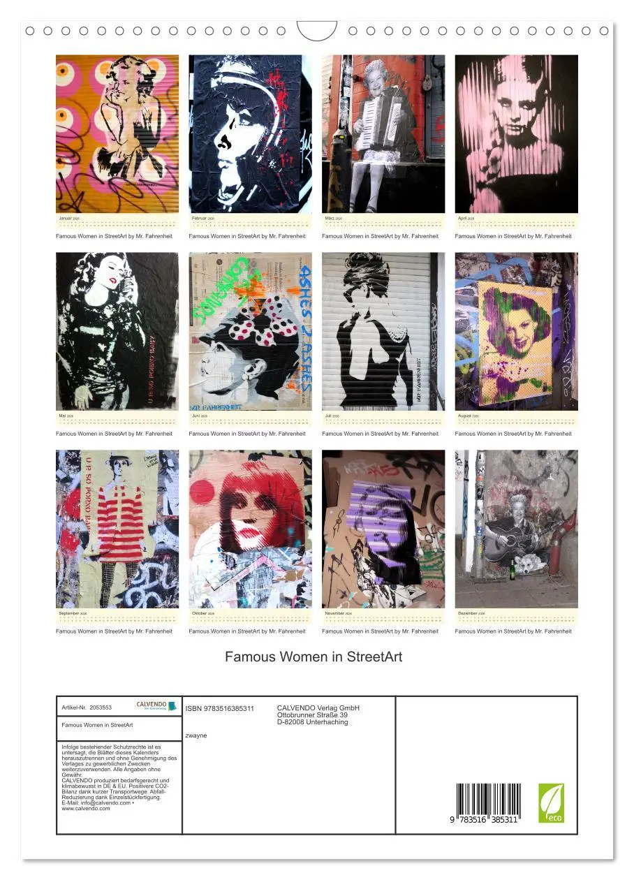 Bild: 9783516385311 | Famous Women in StreetArt (Wandkalender 2026 DIN A3 hoch), CALVENDO...