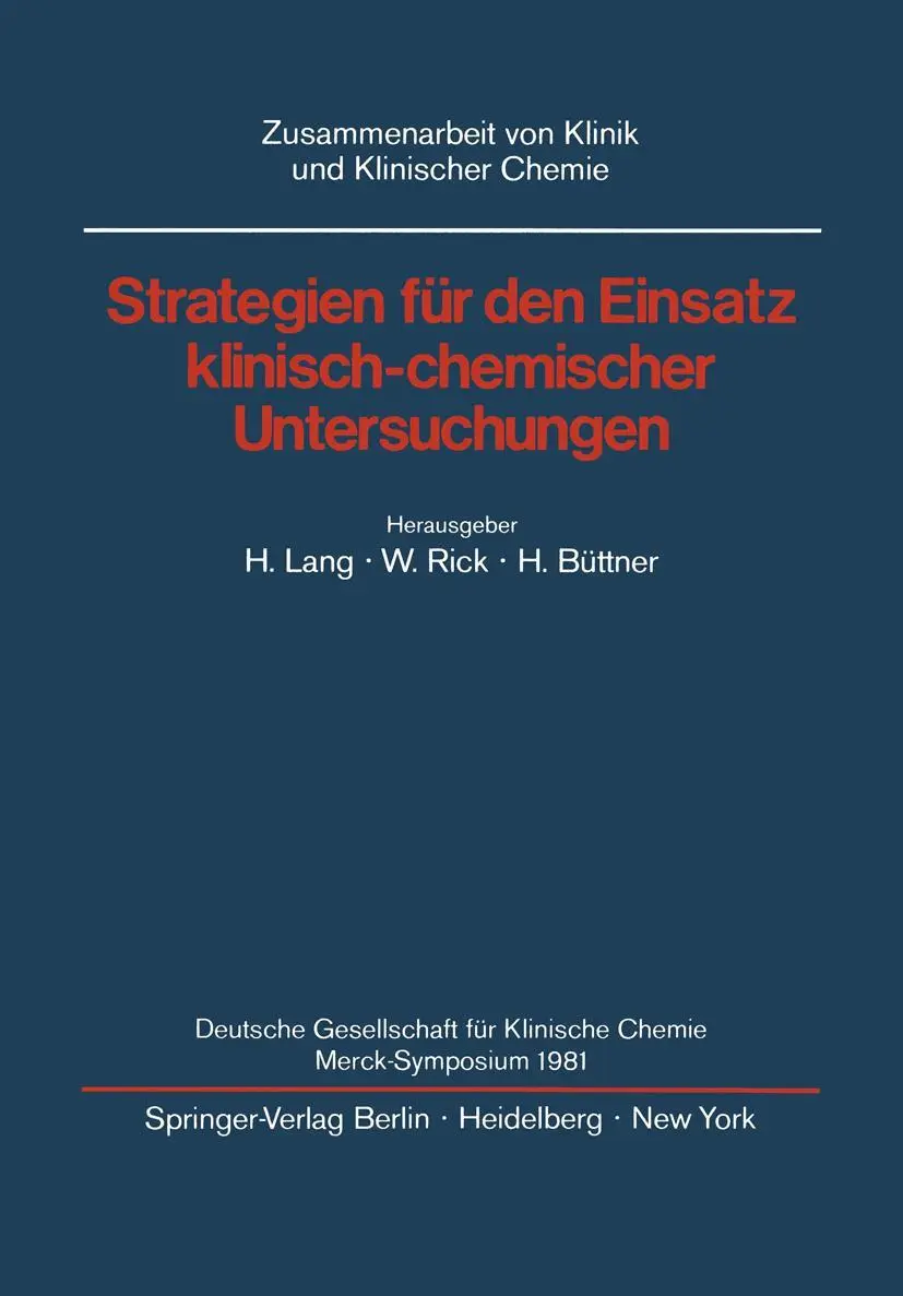 Cover: 9783540115311 | Strategien für den Einsatz klinisch-chemischer Untersuchungen | Buch