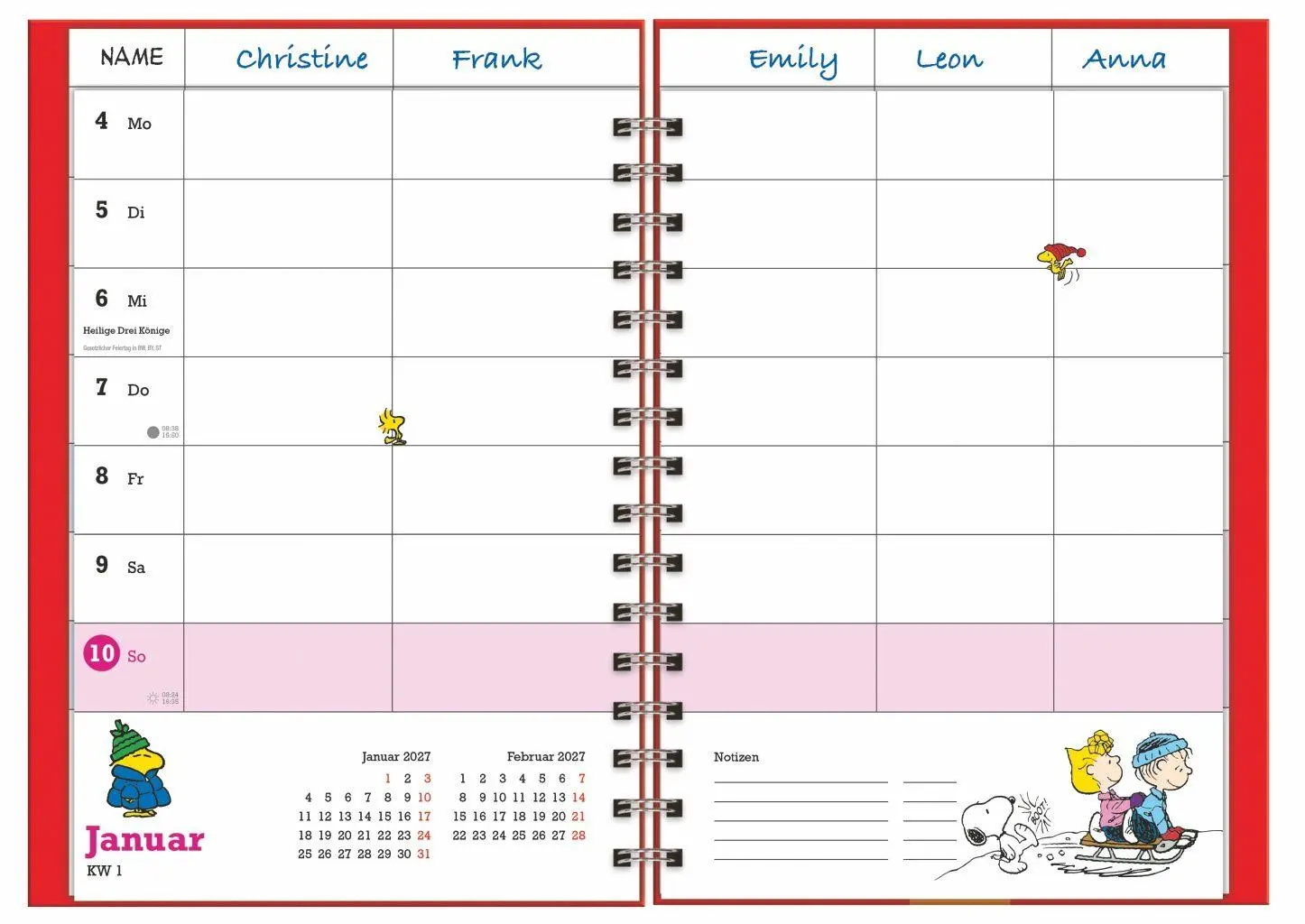 Bild: 9783756415311 | Peanuts Familienplaner-Buch A5 2027 | Heye | Buch | Spiralbindung