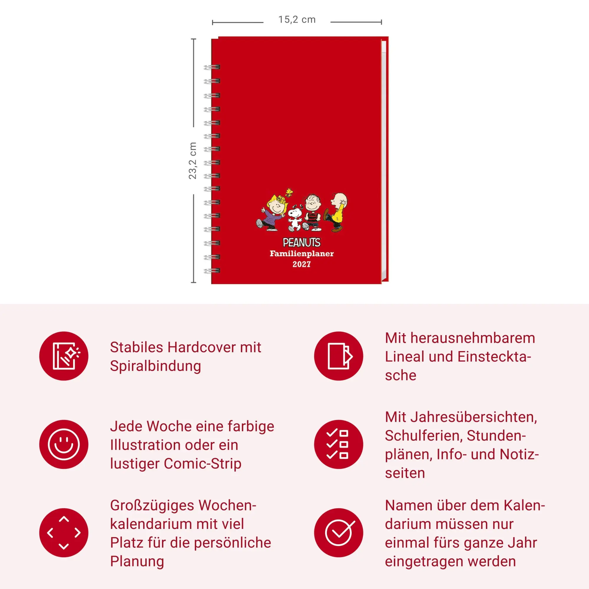 Bild: 9783756415311 | Peanuts Familienplaner-Buch A5 2027 | Heye | Buch | Spiralbindung