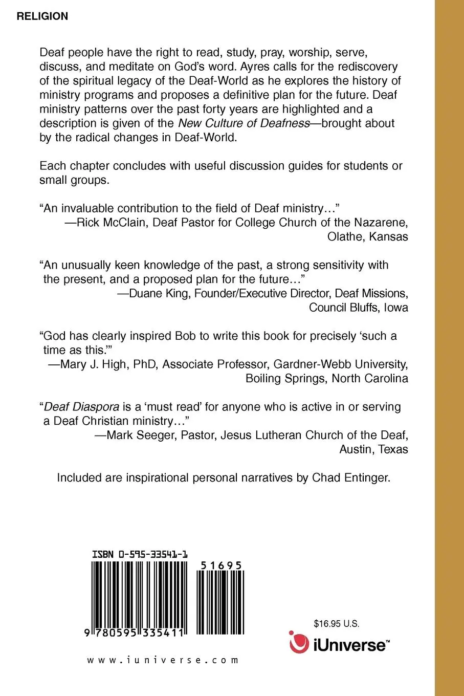 Rückseite: 9780595335411 | Deaf Diaspora | The Third Wave of Deaf Ministry | Bob Ayres | Buch