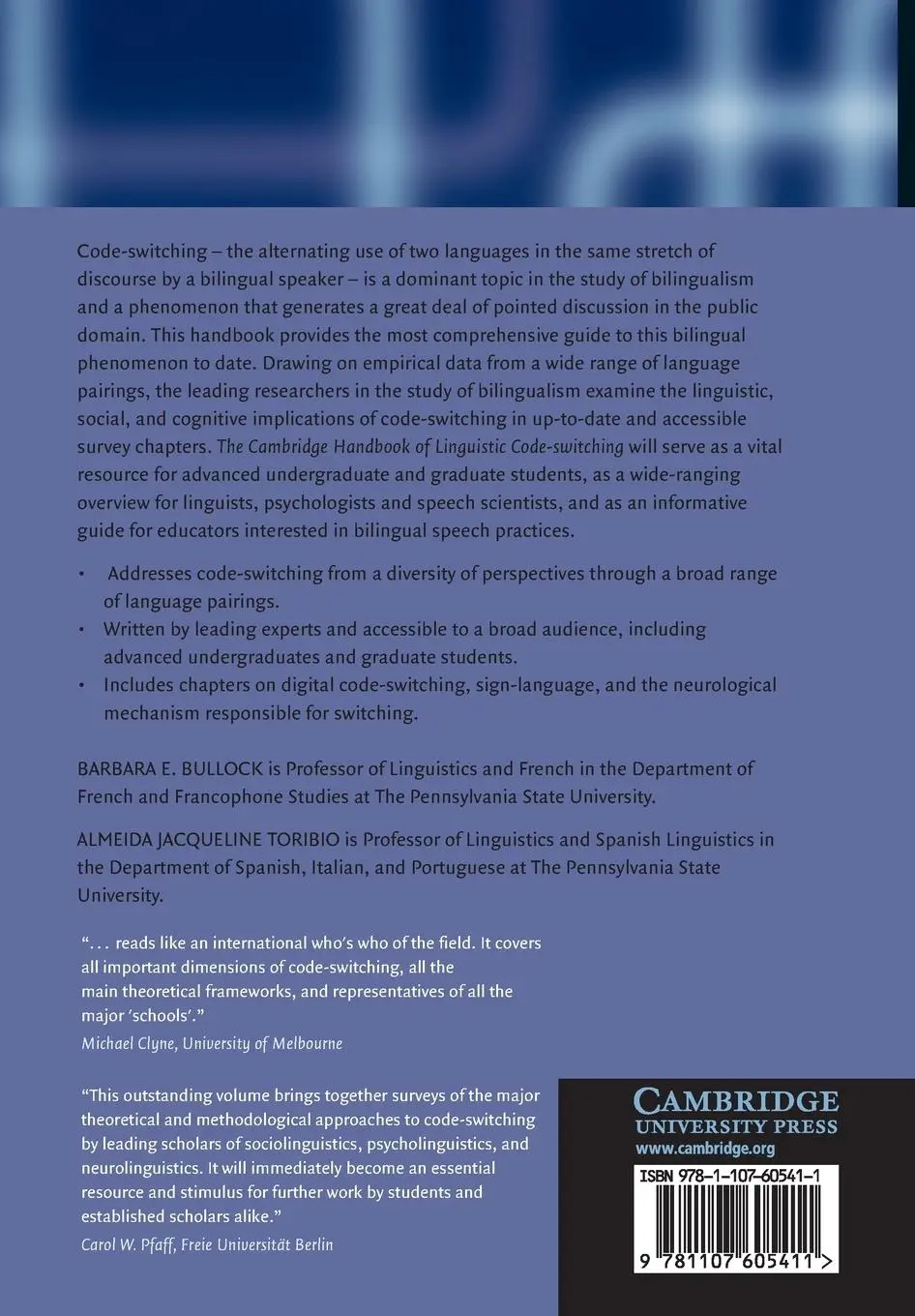 Rückseite: 9781107605411 | The Cambridge Handbook of Linguistic Code-switching | Bullock (u. a.)