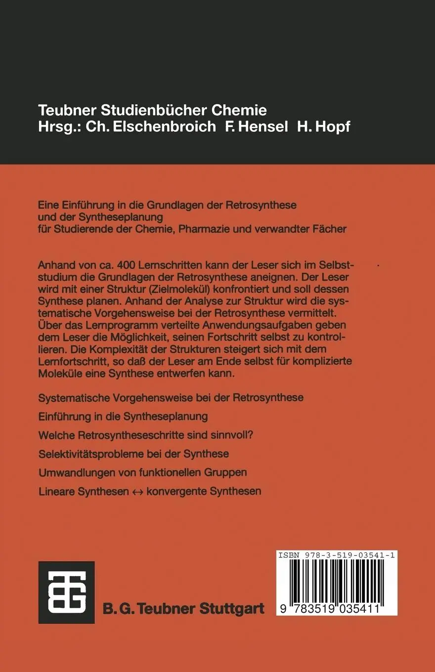 Rückseite: 9783519035411 | Organische Retrosynthese | Ein Lernprogramm zur Syntheseplanung | Buch