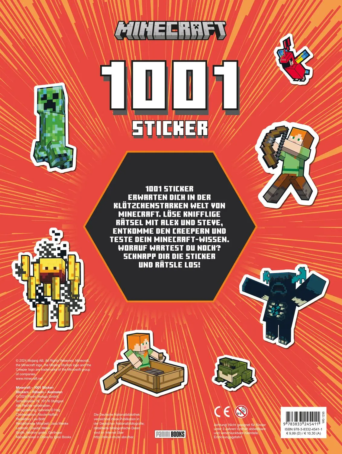 Rückseite: 9783833245411 | Minecraft: 1001 Sticker: Stickern - Rätseln - Ausmalen | Panini | Buch