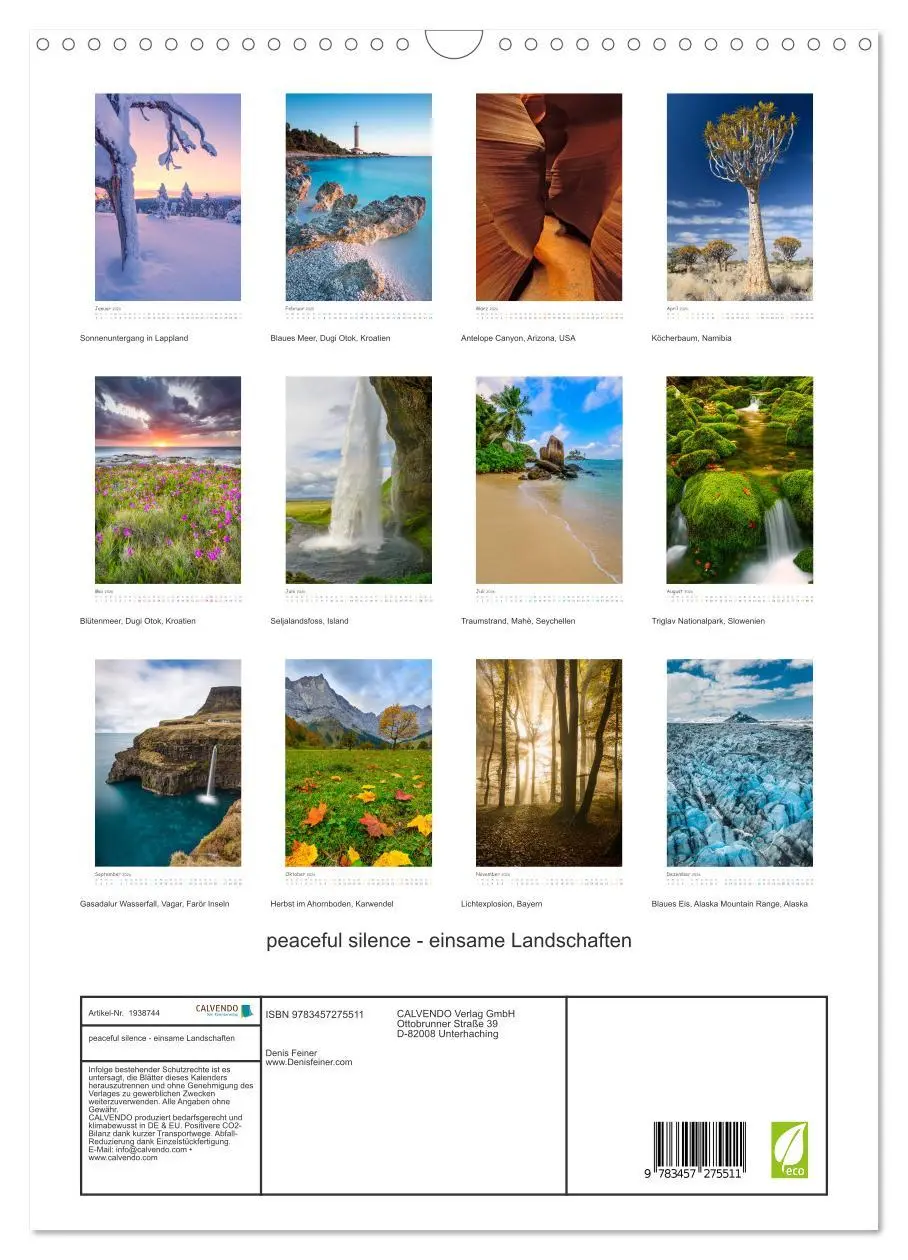 Bild: 9783457275511 | peaceful silence - einsame Landschaften (Wandkalender 2026 DIN A3...