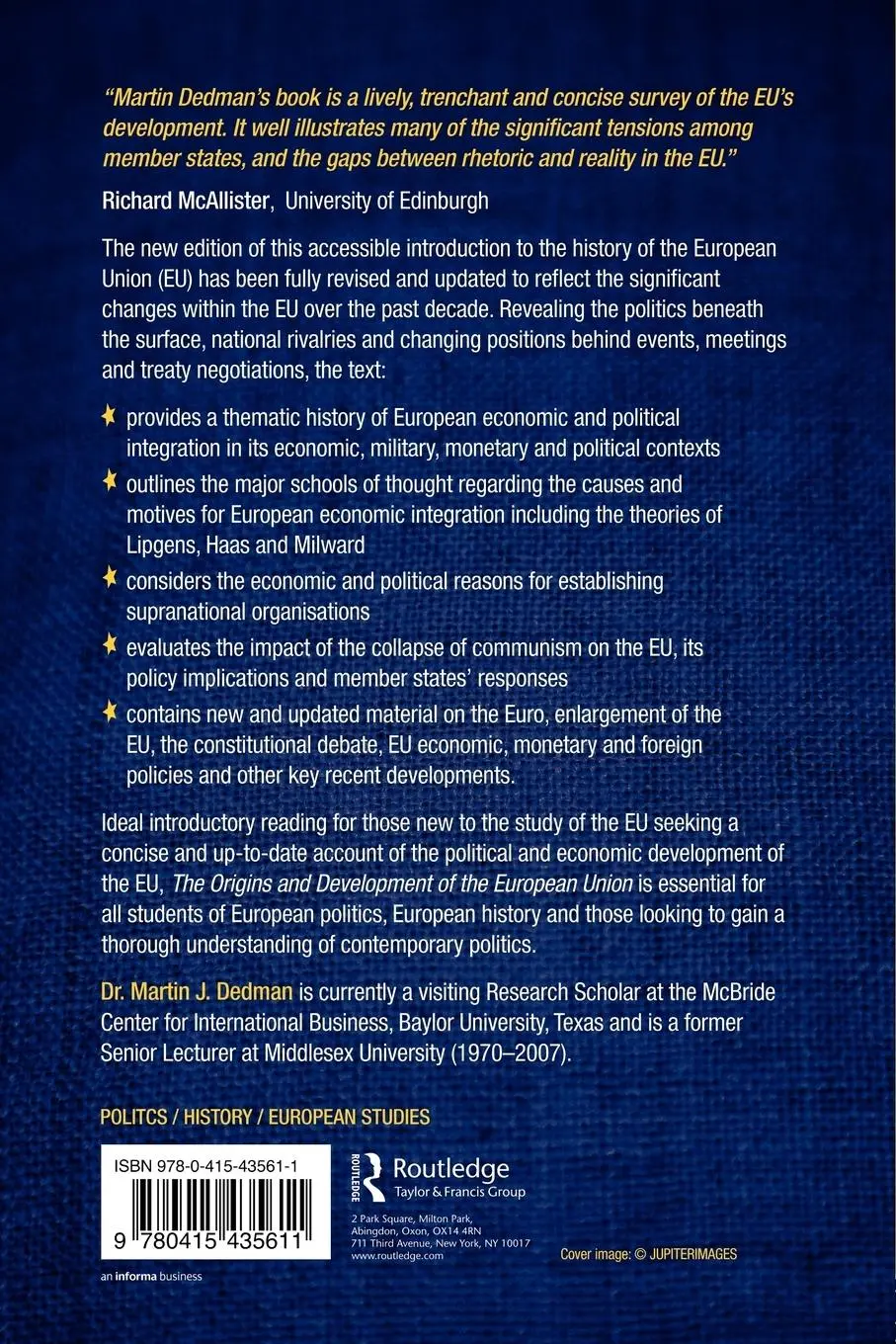 Rückseite: 9780415435611 | The Origins &amp; Development of the European Union 1945-2008 | Dedman