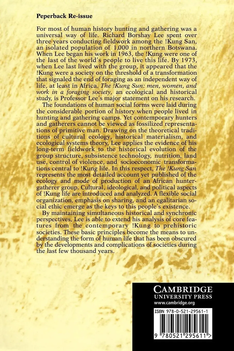 Rückseite: 9780521295611 | The Kung San | Men, Women and Work in a Foraging Society | Lee | Buch