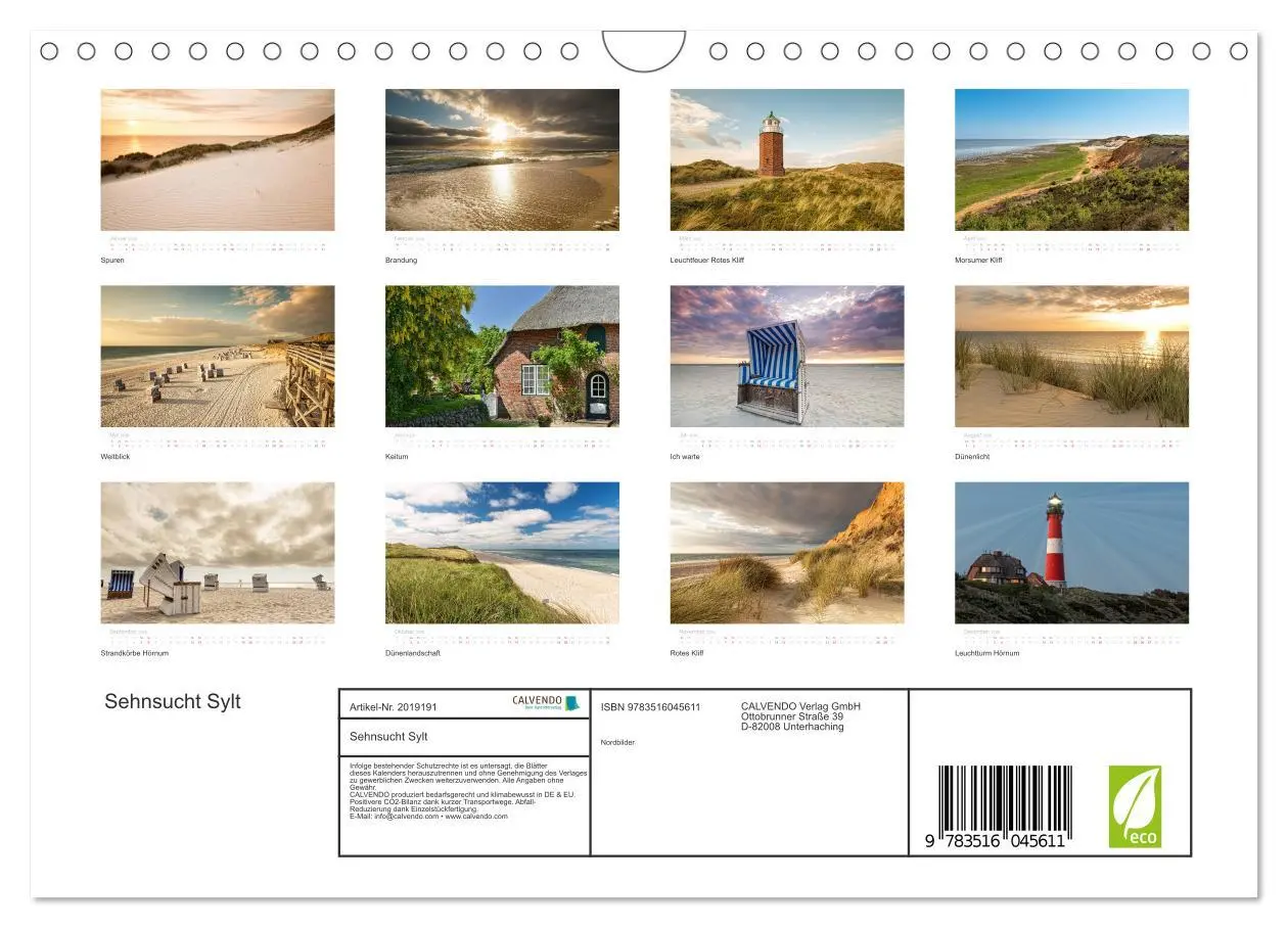 Bild: 9783516045611 | Sehnsucht Sylt (Wandkalender 2026 DIN A4 quer), CALVENDO...