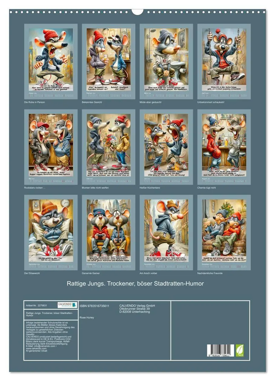 Bild: 9783516735611 | Rattige Jungs. Trockener, böser Stadtratten-Humor (Wandkalender...