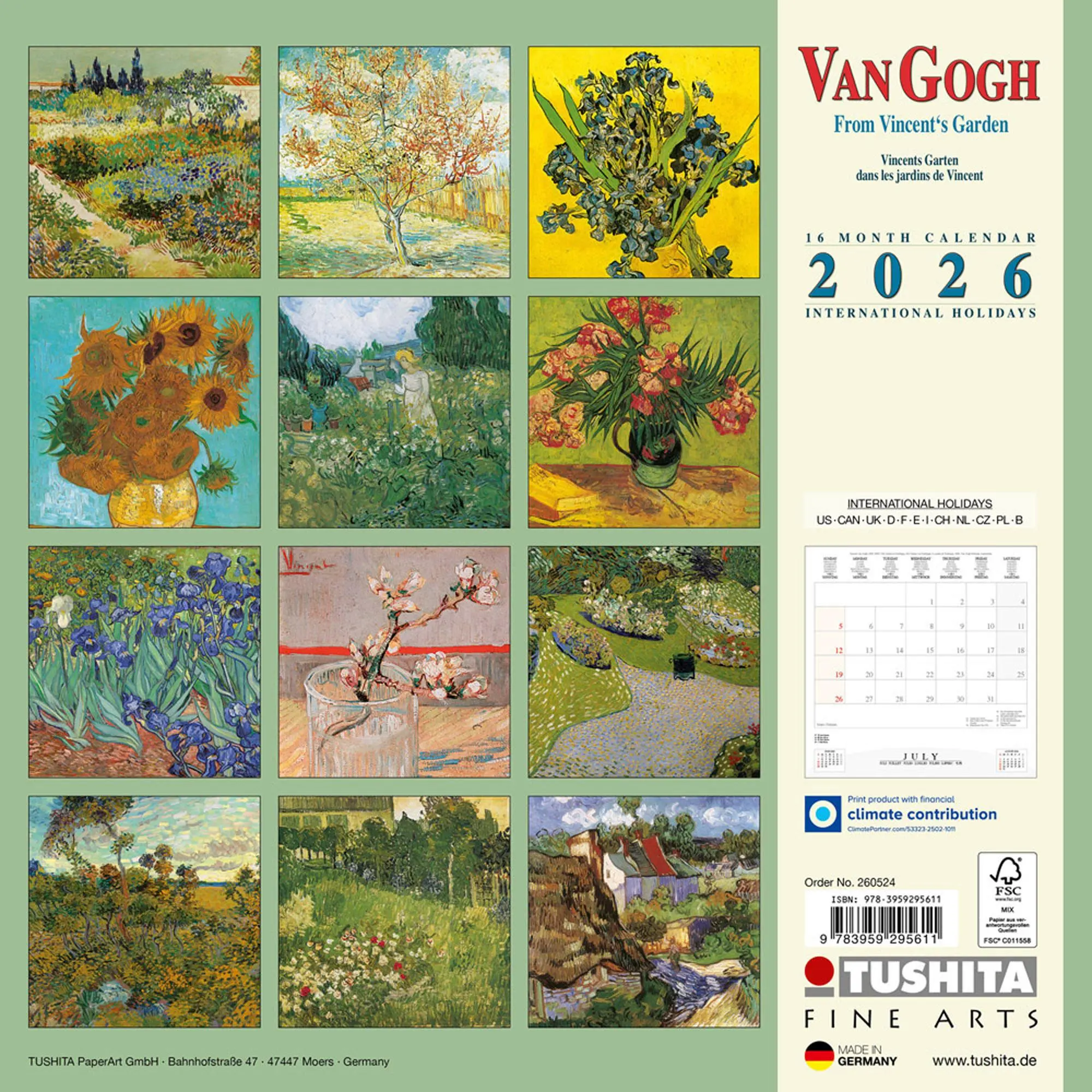 Rückseite: 9783959295611 | van Gogh - From Vincent's Garden 2026 | Kalender 2026 | Kalender