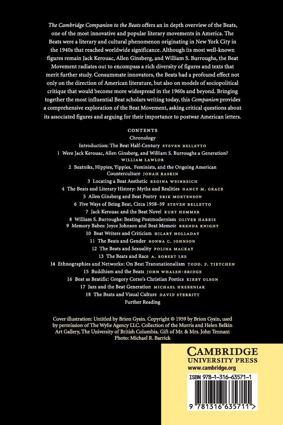 Rückseite: 9781316635711 | The Cambridge Companion to the Beats | Steven Belletto | Taschenbuch