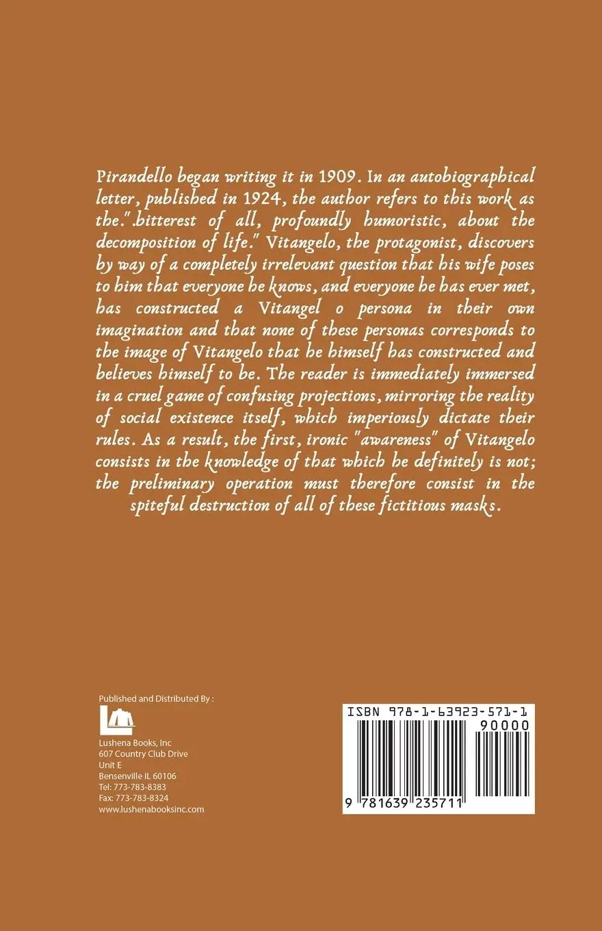 Rückseite: 9781639235711 | One, None and a Hundred Thousand | Luigi Pirandello | Taschenbuch