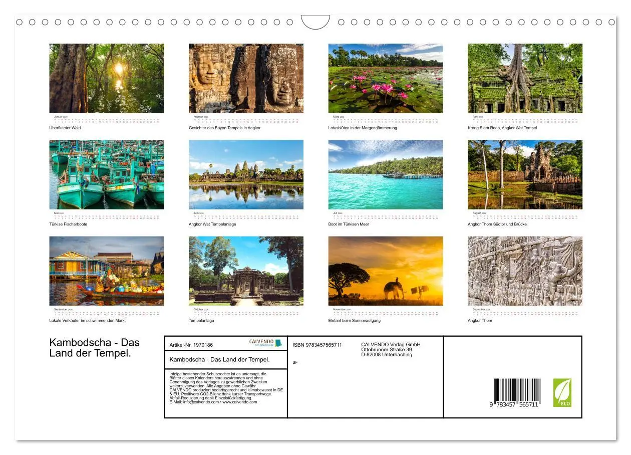 Bild: 9783457565711 | Kambodscha - Das Land der Tempel. (Wandkalender 2026 DIN A3 quer),...