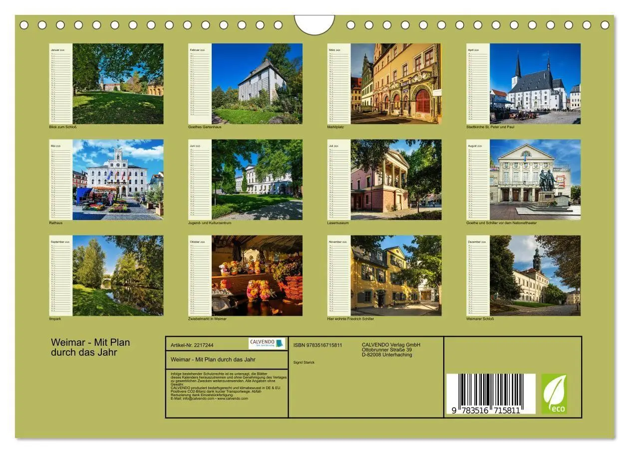 Bild: 9783516715811 | Weimar - Mit Plan durch das Jahr (Wandkalender 2026 DIN A4 quer),...