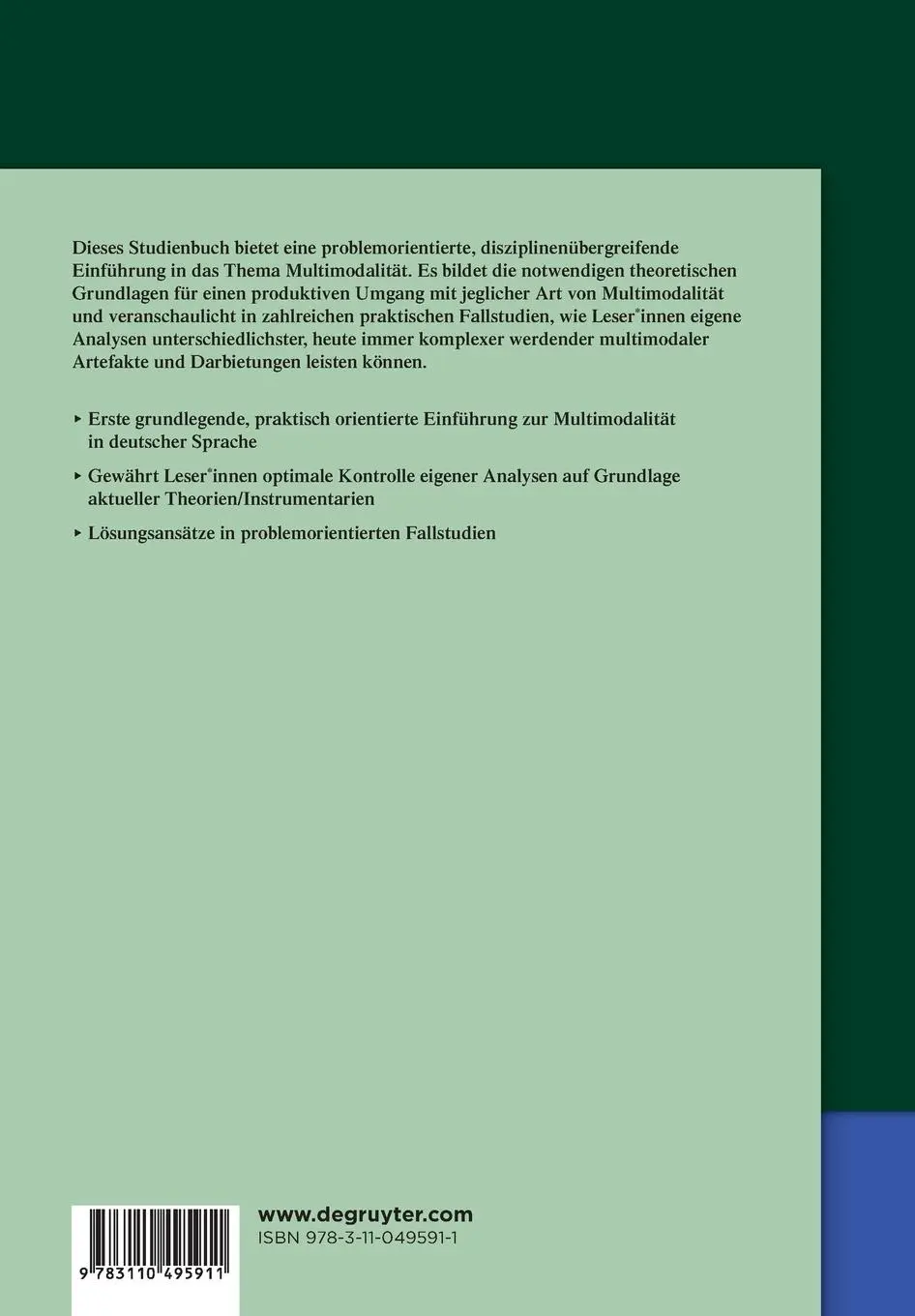 Rückseite: 9783110495911 | Multimodalität | Janina Wildfeuer (u. a.) | Taschenbuch | VIII | 2025