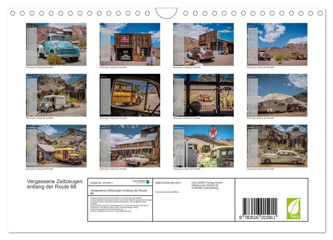 Bild: 9783516015911 | Vergessene Zeitzeugen entlang der Route 66 (Wandkalender 2026 DIN...