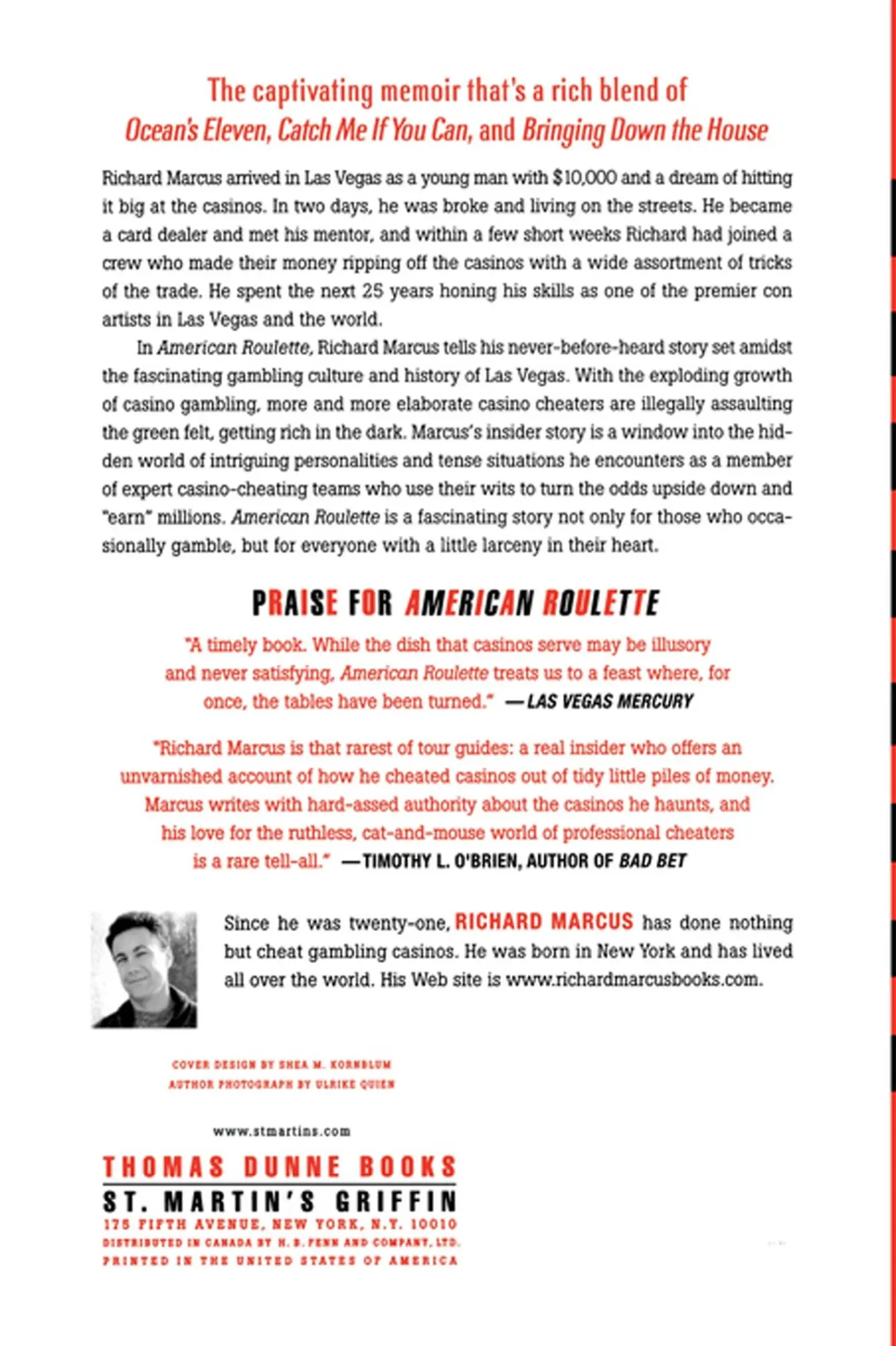 Rückseite: 9780312336011 | American Roulette | Richard Marcus | Taschenbuch | Englisch | 2004