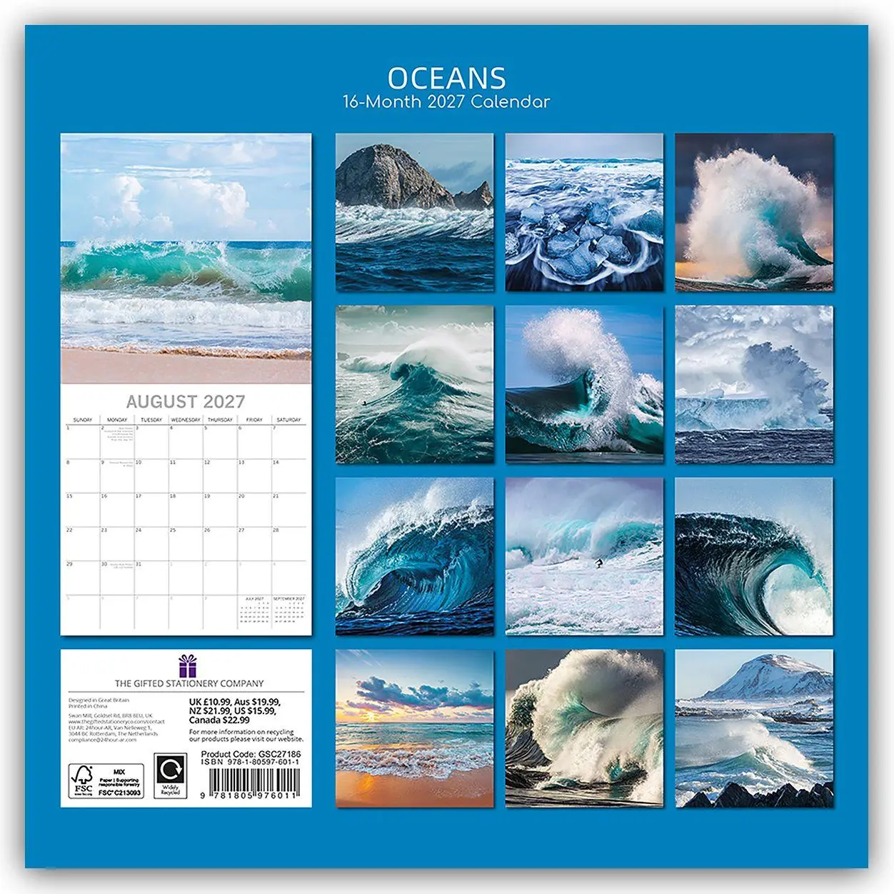 Rückseite: 9781805976011 | Oceans - Ozeane 2027 - 16-Monatskalender | Gifted Stationery Co. Ltd