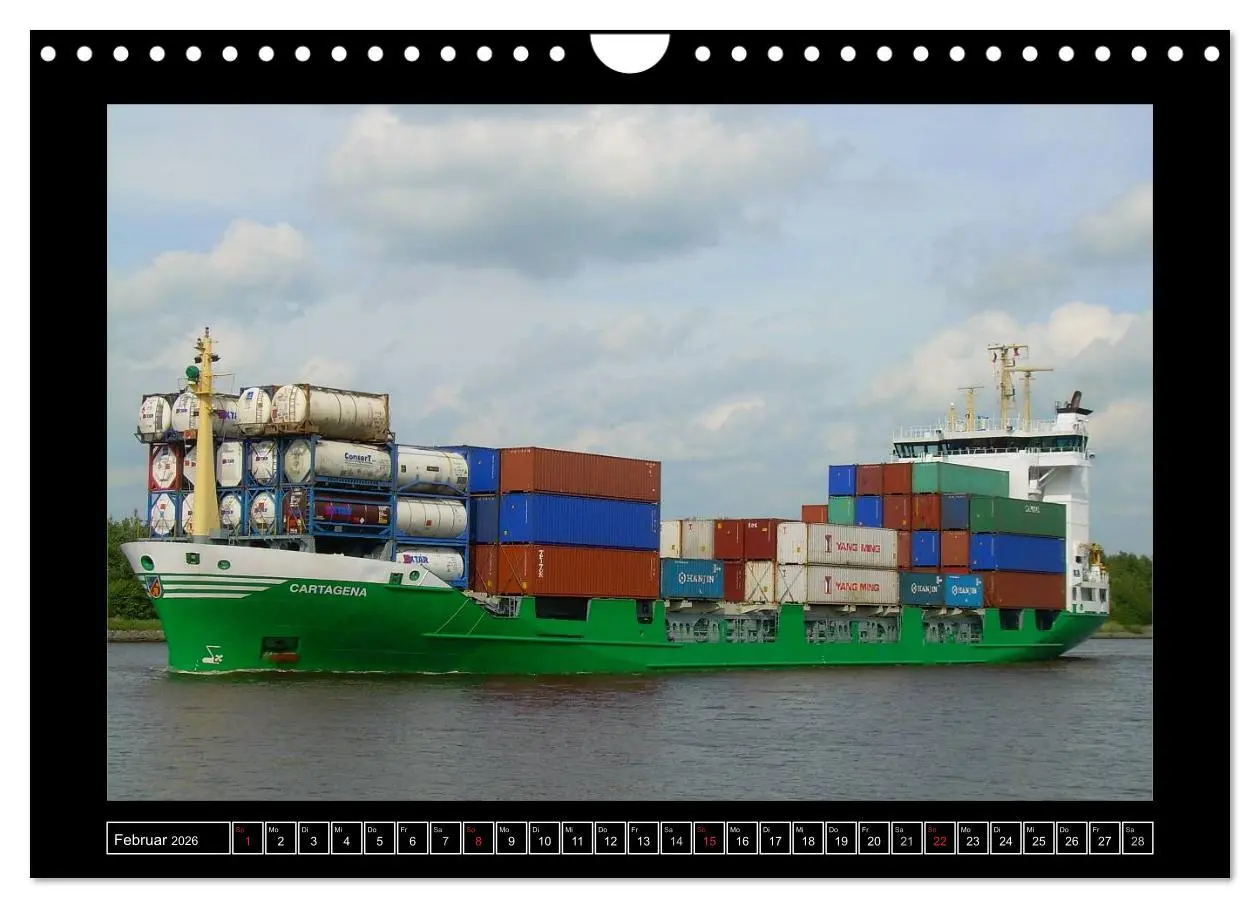 Bild: 9783516146011 | Containerschiffe (Wandkalender 2026 DIN A4 quer), CALVENDO...