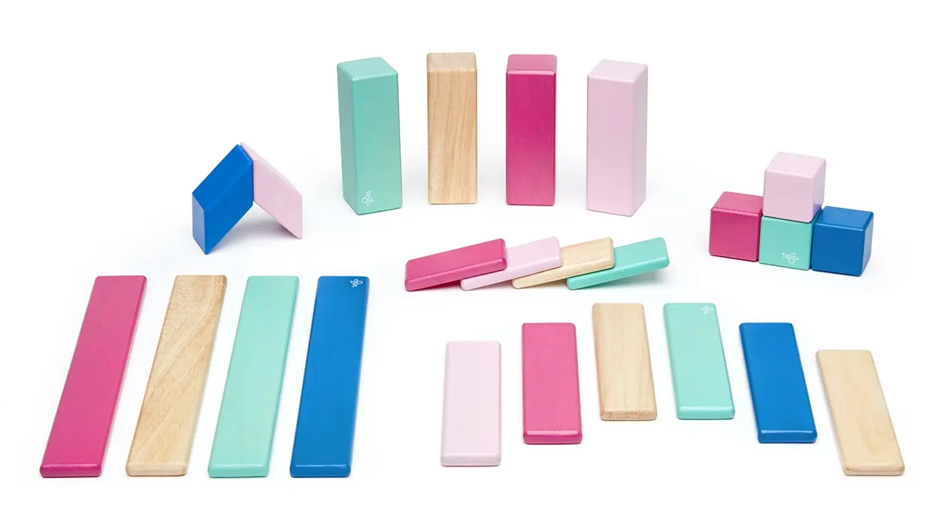 Cover: 858790006111 | 24 Magnetische Holzbausteine pink | Tegu Magnetbausteine | 5700611