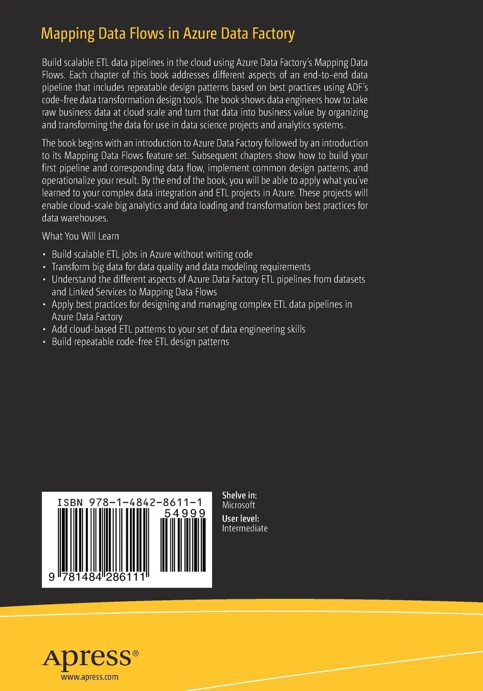 Rückseite: 9781484286111 | Mapping Data Flows in Azure Data Factory | Mark Kromer | Taschenbuch