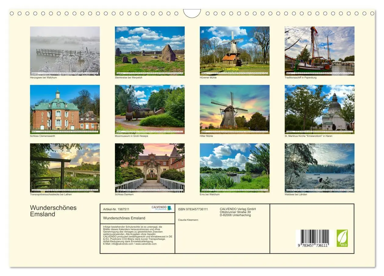 Bild: 9783457736111 | Wunderschönes Emsland (Wandkalender 2026 DIN A3 quer), CALVENDO...