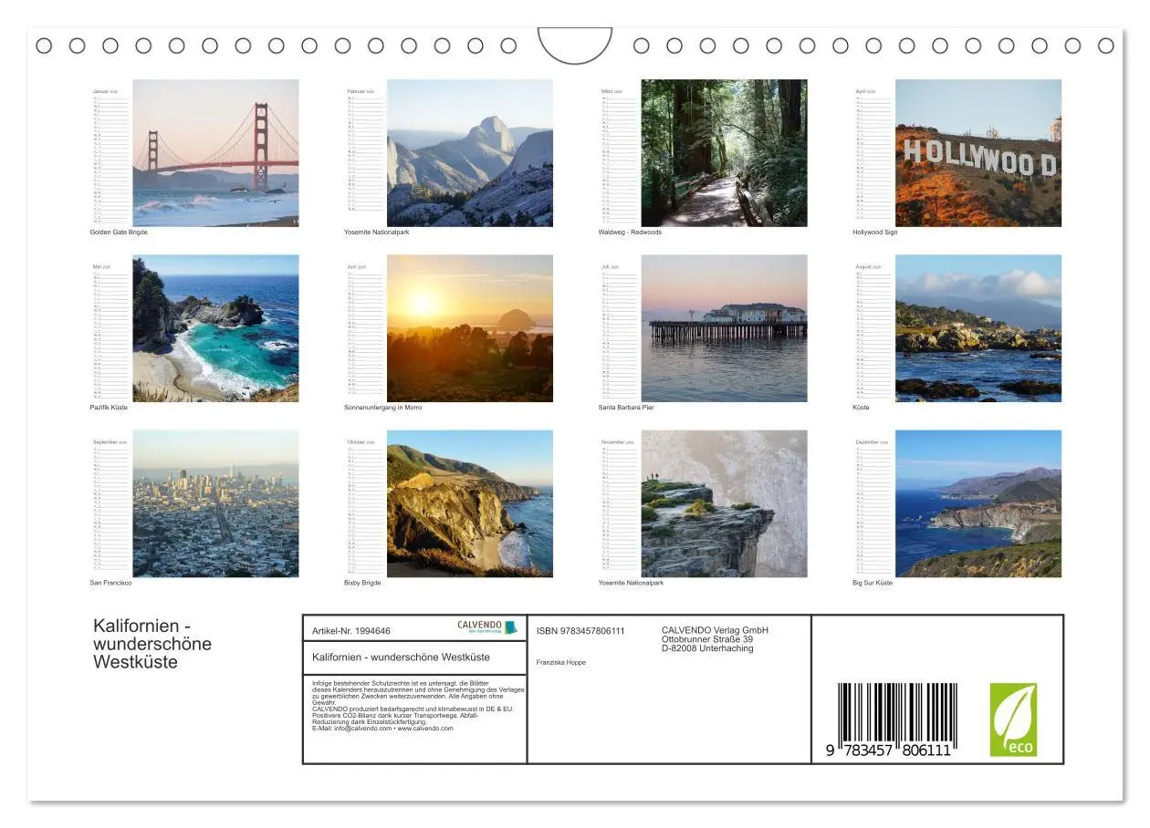 Bild: 9783457806111 | Kalifornien - wunderschöne Westküste (Wandkalender 2026 DIN A4...