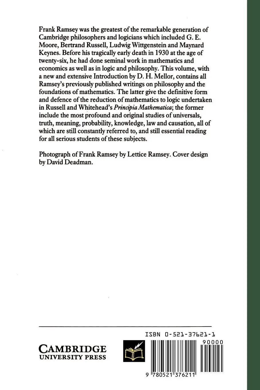Rückseite: 9780521376211 | Philosophical Papers | Frank Plumpton Ramsey | Taschenbuch | Englisch