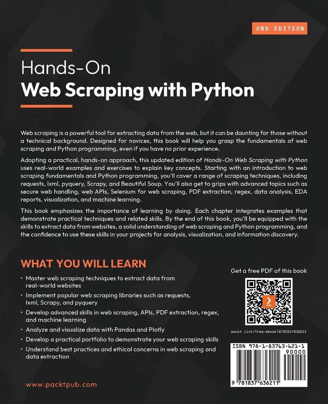 Rückseite: 9781837636211 | Hands-On Web Scraping with Python - Second Edition | Anish Chapagain