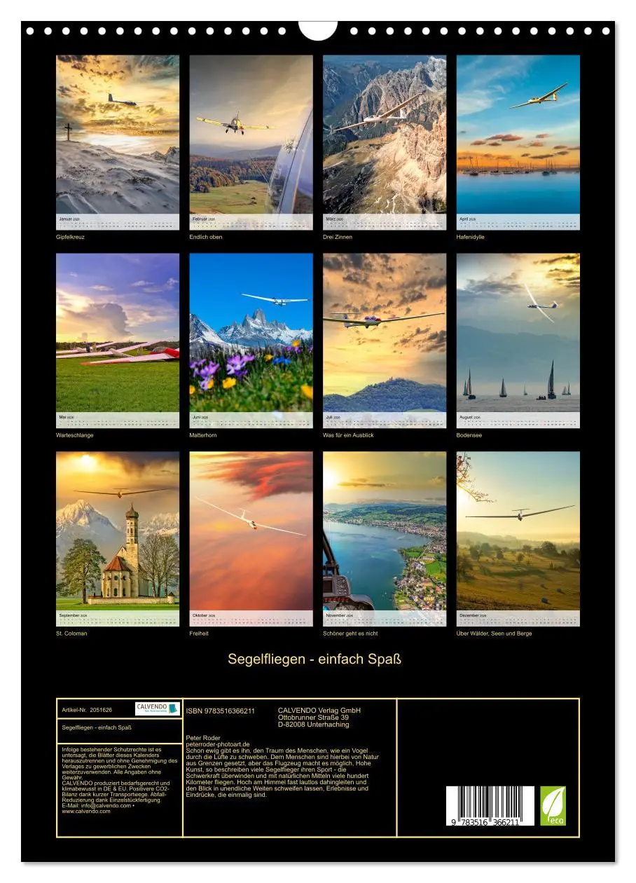 Bild: 9783516366211 | Segelfliegen - einfach Spaß (Wandkalender 2026 DIN A3 hoch),...
