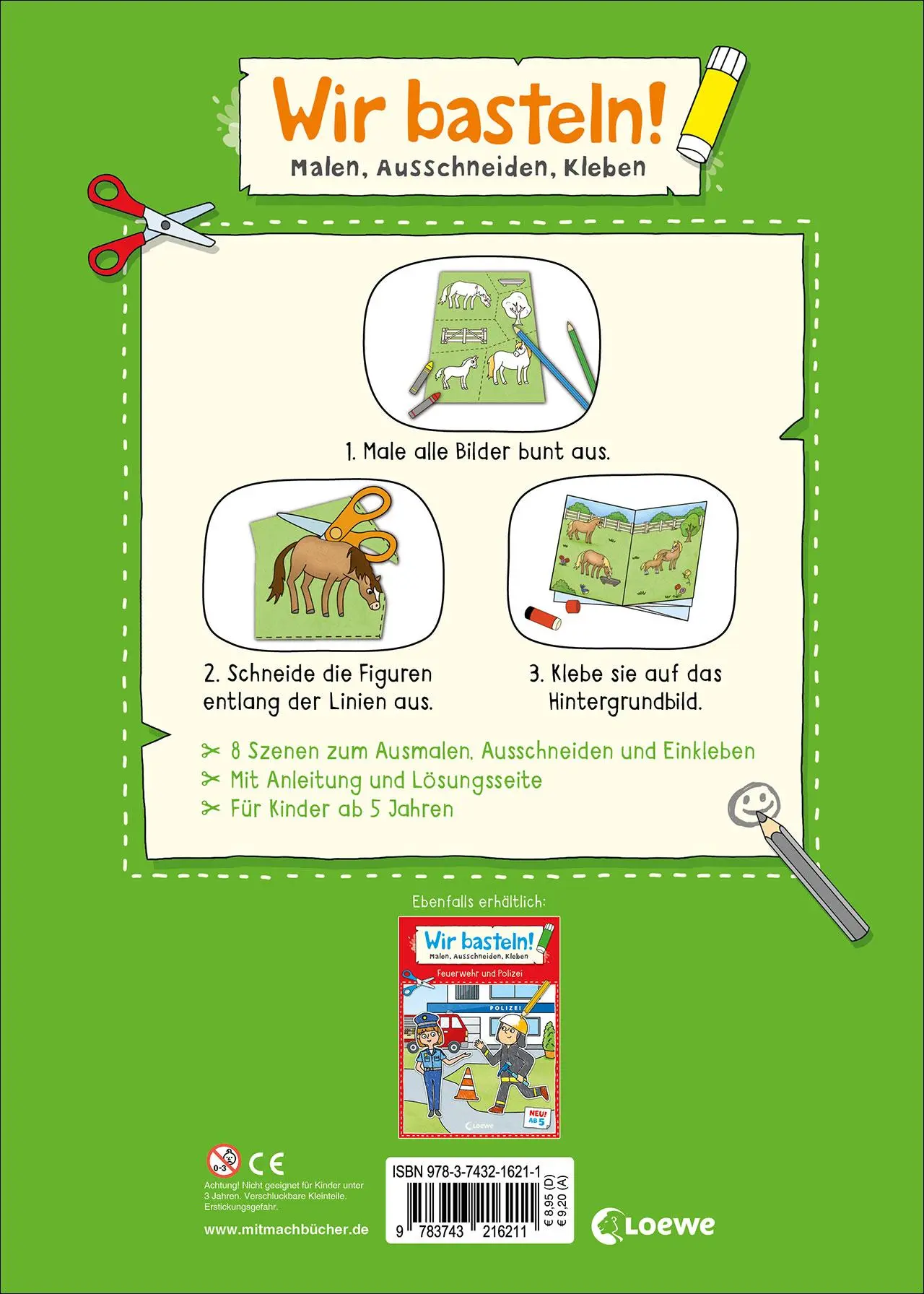 Rückseite: 9783743216211 | Wir basteln! ab 5 Jahren - Malen, Ausschneiden, Kleben - Pferde | Buch