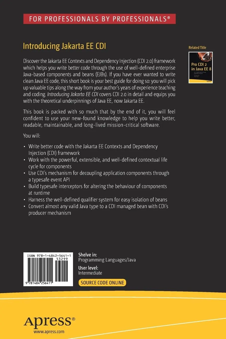 Rückseite: 9781484256411 | Introducing Jakarta EE CDI | Luqman Saeed | Taschenbuch | xiii | 2020