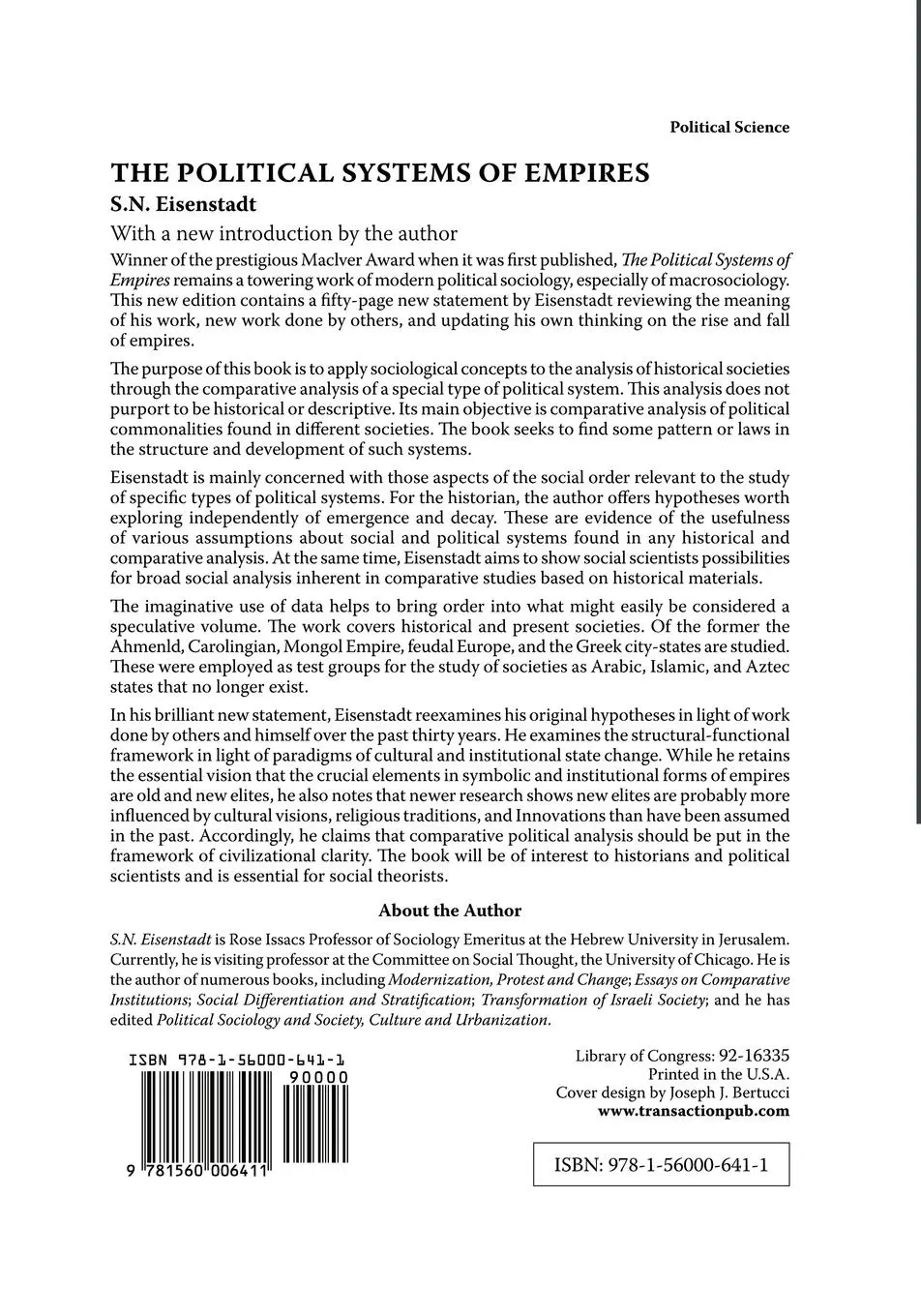 Rückseite: 9781560006411 | The Political Systems of Empires | Shmuel N. Eisenstadt | Taschenbuch