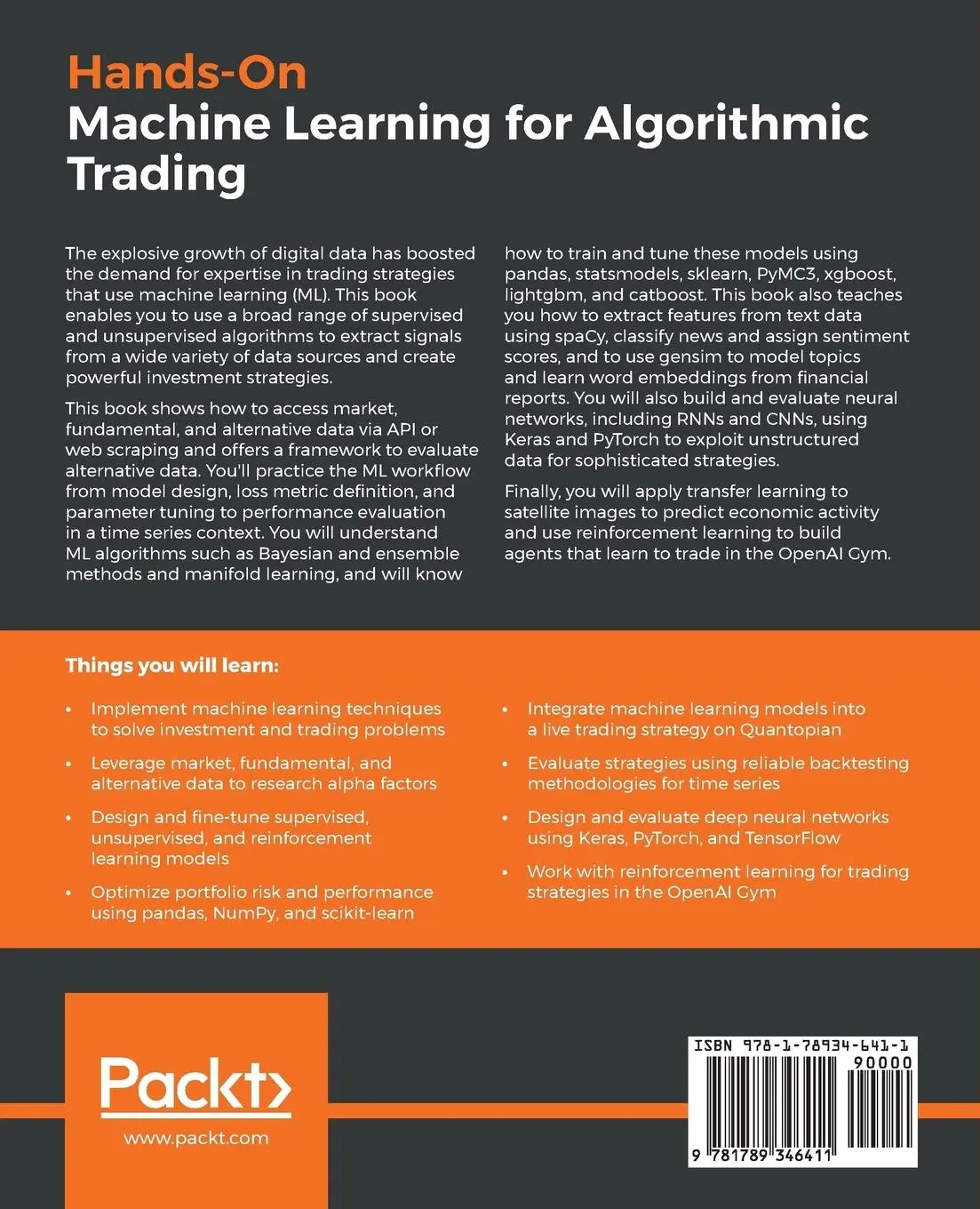 Rückseite: 9781789346411 | Hands-On Machine Learning for Algorithmic Trading | Stefan Jansen