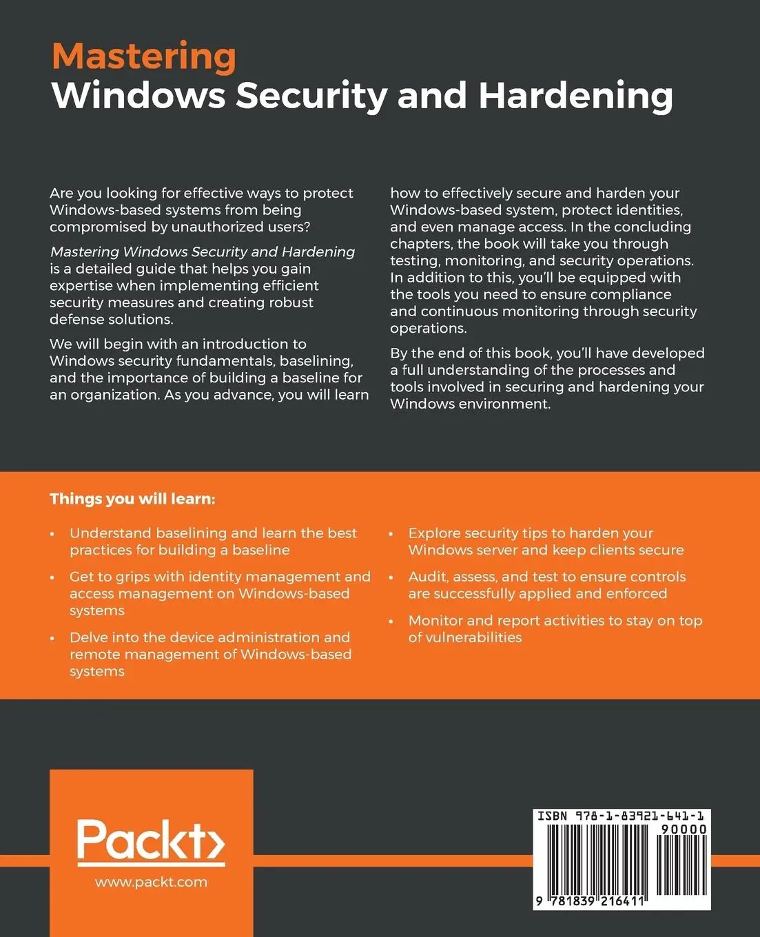 Rückseite: 9781839216411 | Mastering Windows Security and Hardening | Mark Dunkerley (u. a.)