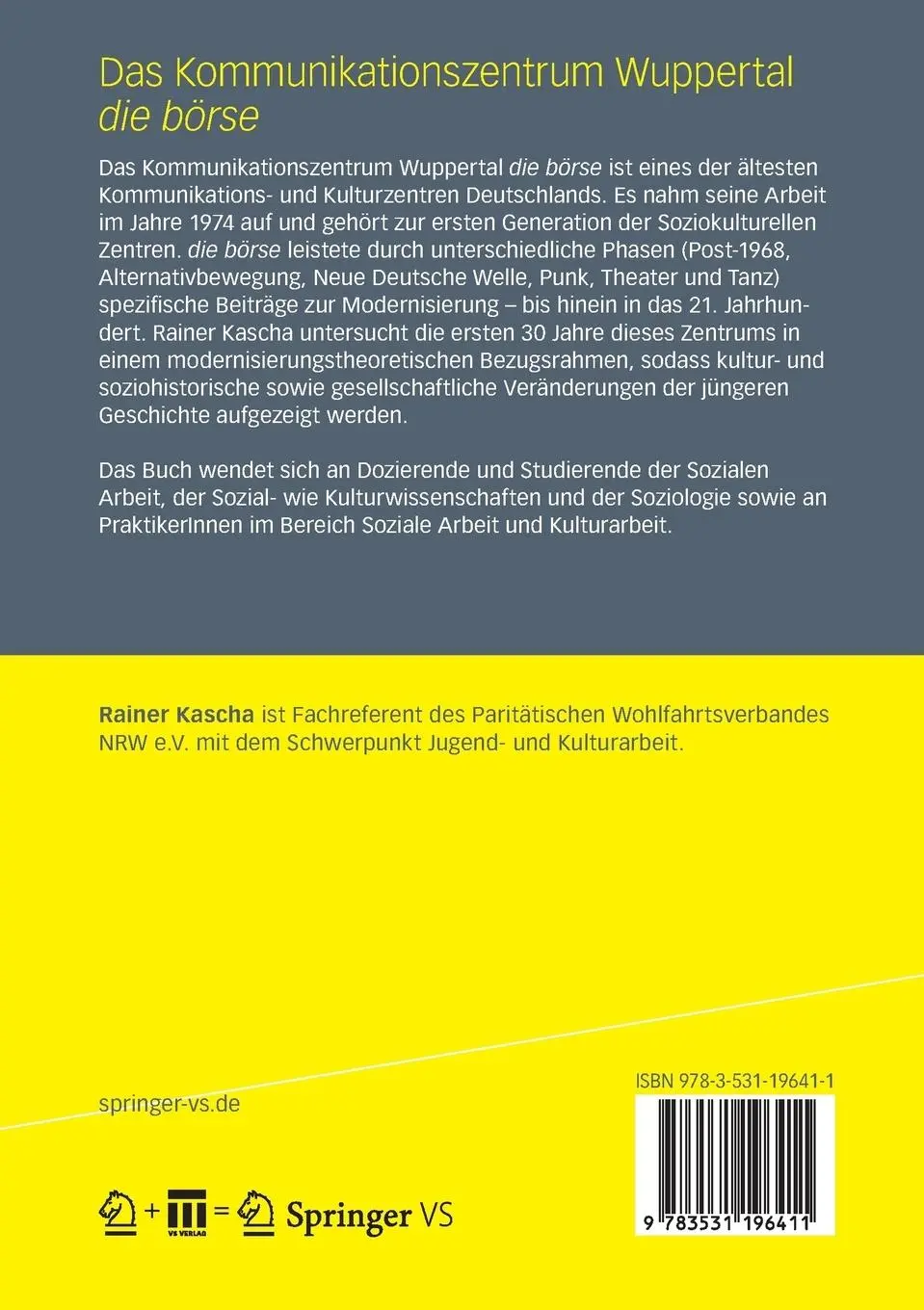 Rückseite: 9783531196411 | Das Kommunikationszentrum Wuppertal die börse | Rainer Kascha | Buch