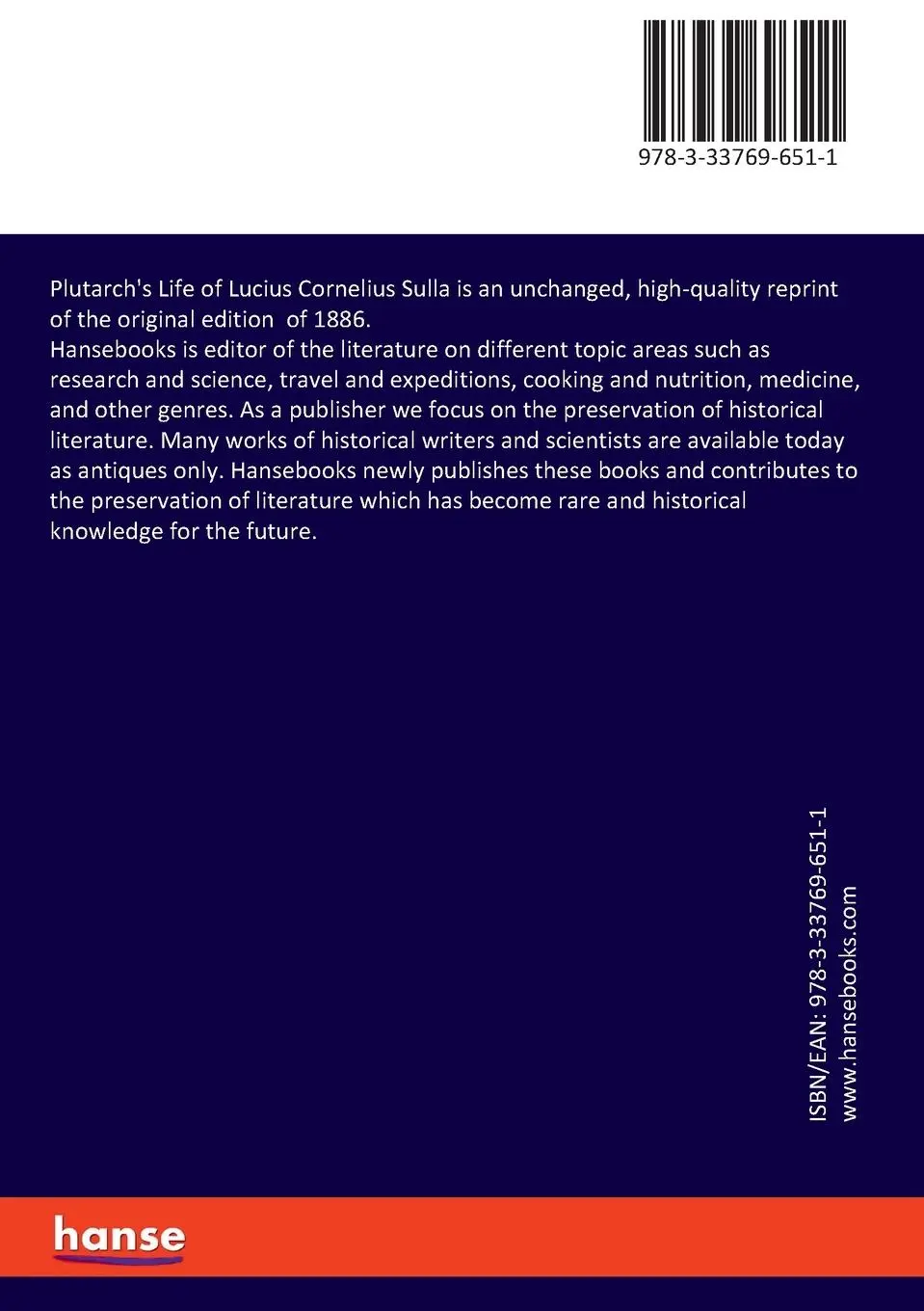 Rückseite: 9783337696511 | Plutarch's Life of Lucius Cornelius Sulla | Holden Plutarch | Buch