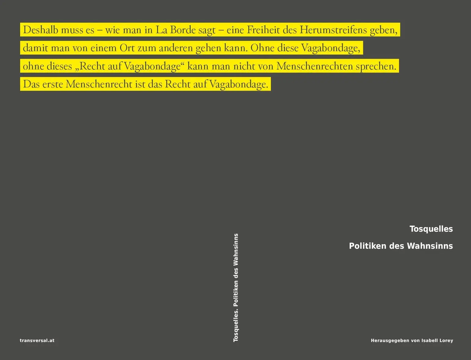 Cover: 9783903046511 | Tosquelles. Politiken des Wahnsinns | Isabell Lorey | Taschenbuch