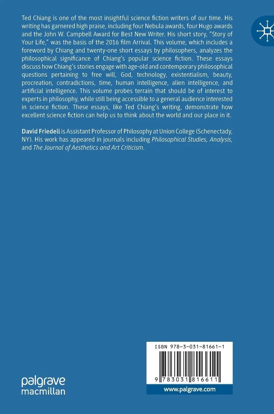 Rückseite: 9783031816611 | The Philosophy of Ted Chiang | David Friedell | Buch | xix | Englisch