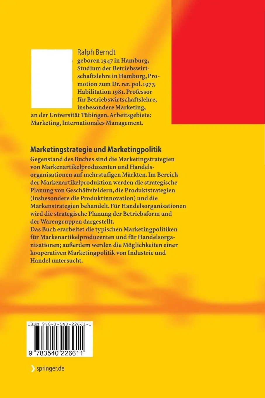 Rückseite: 9783540226611 | Marketingstrategie und Marketingpolitik | Ralph Berndt | Taschenbuch
