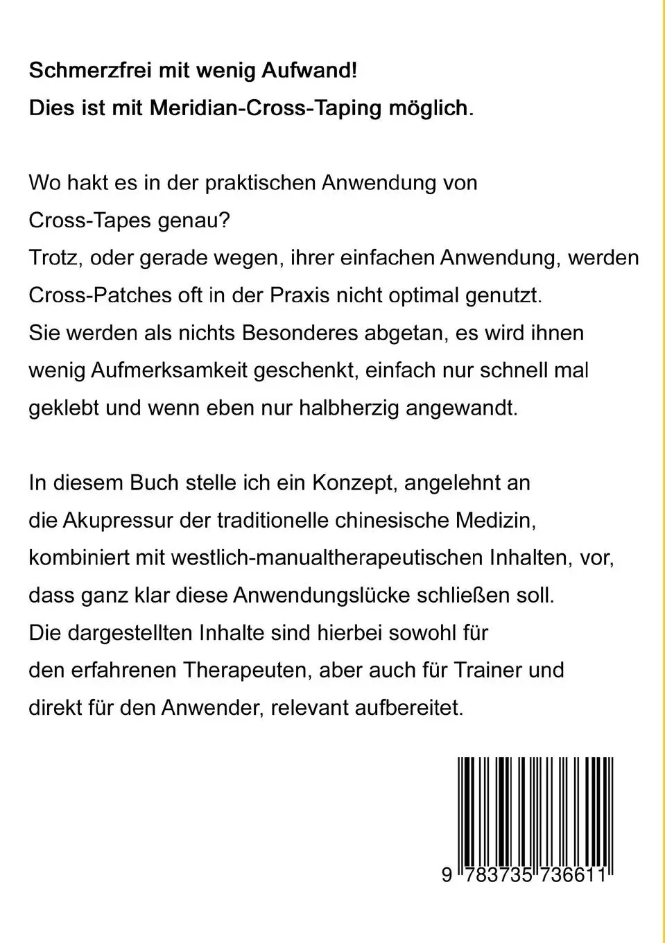 Rückseite: 9783735736611 | Meridian-Cross-Tapings | Hilfe für den Bewegungsapparat | Hitzler