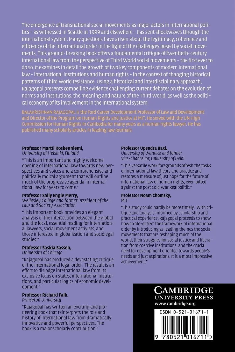 Rückseite: 9780521016711 | International Law from Below | Balakrishnan Rajagopal (u. a.) | Buch