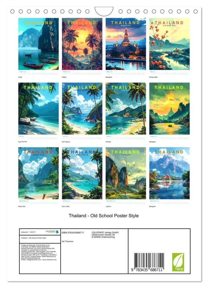 Bild: 9783435686711 | Thailand - Old School Poster Style (Wandkalender 2025 DIN A4 hoch),...