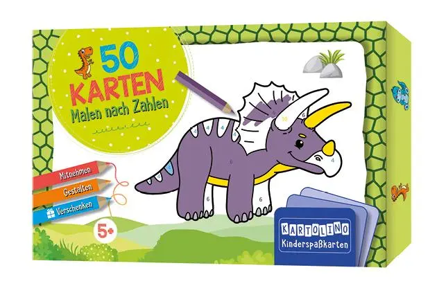 Cover: 9783817446711 | 50 Karten Malen nach Zahlen - Dinosaurier | Buch | 50 S. | Deutsch
